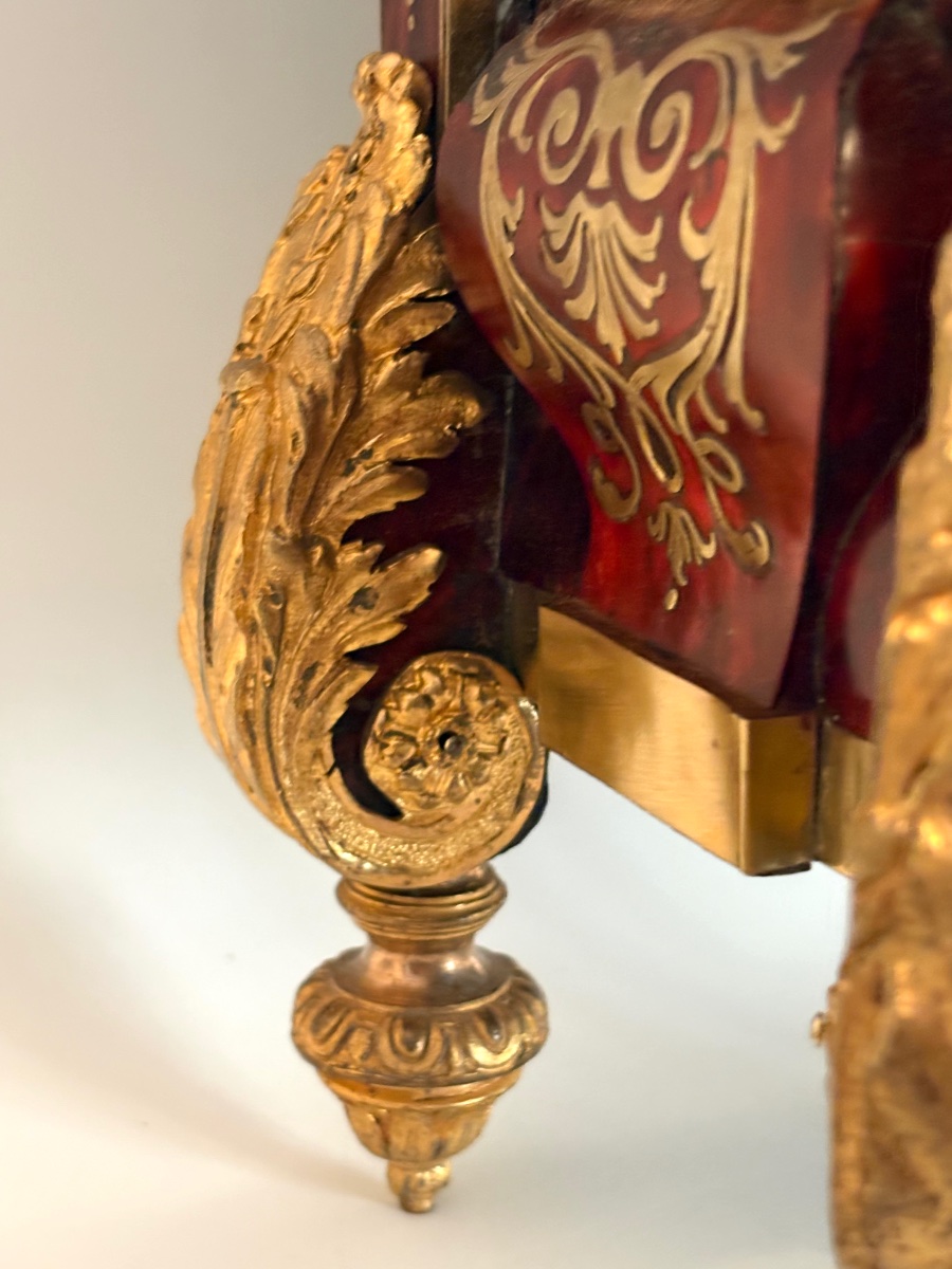 A Louis XIV Ormolu-mounted,  Boulle Marquetery  And Enamel Cartel Clock-photo-4
