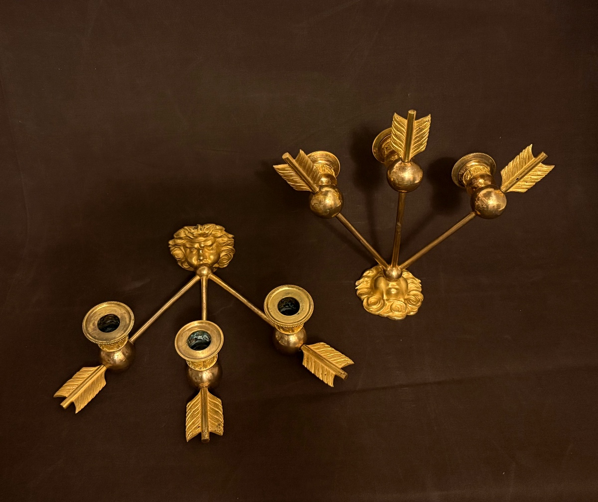 Paire Of  Empire Ormolu  Wall Lights -photo-2