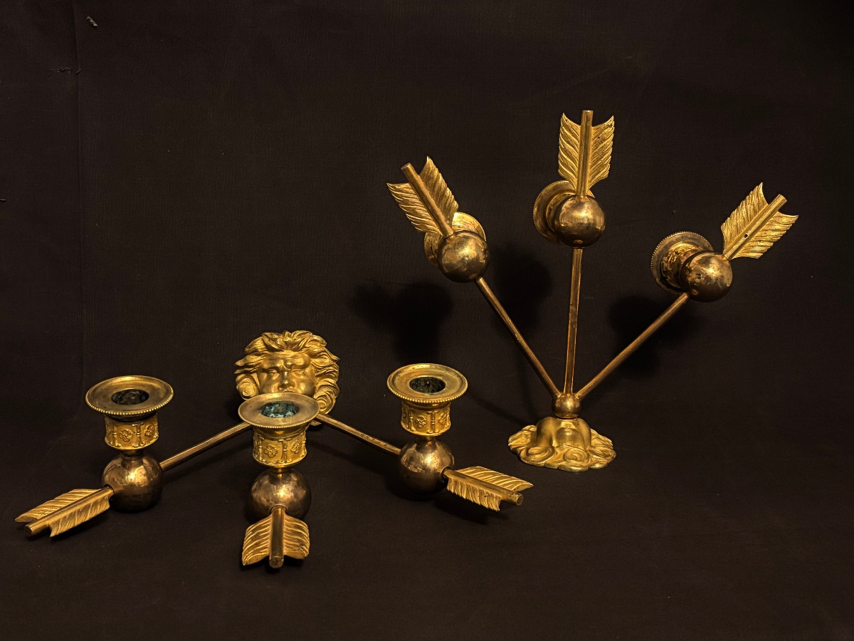 Paire Of  Empire Ormolu  Wall Lights 