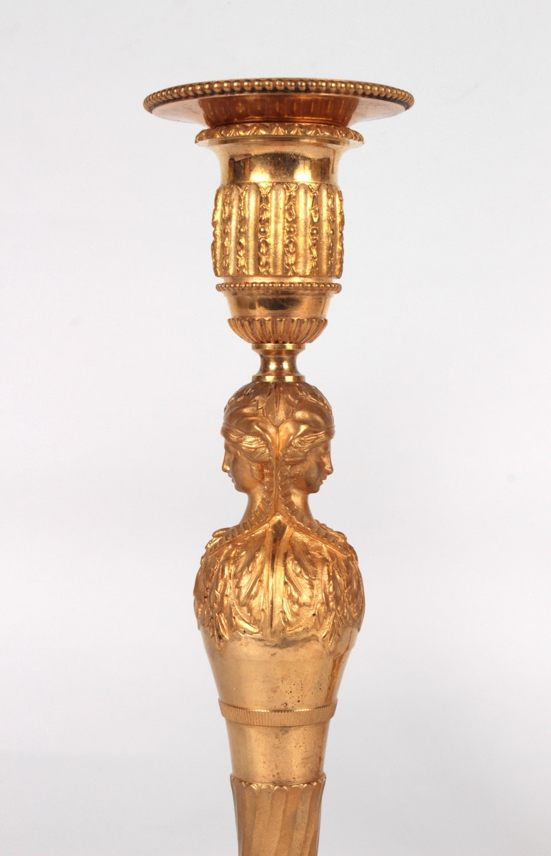 Paire de flambeaux d'Époque Louis XVI-photo-3