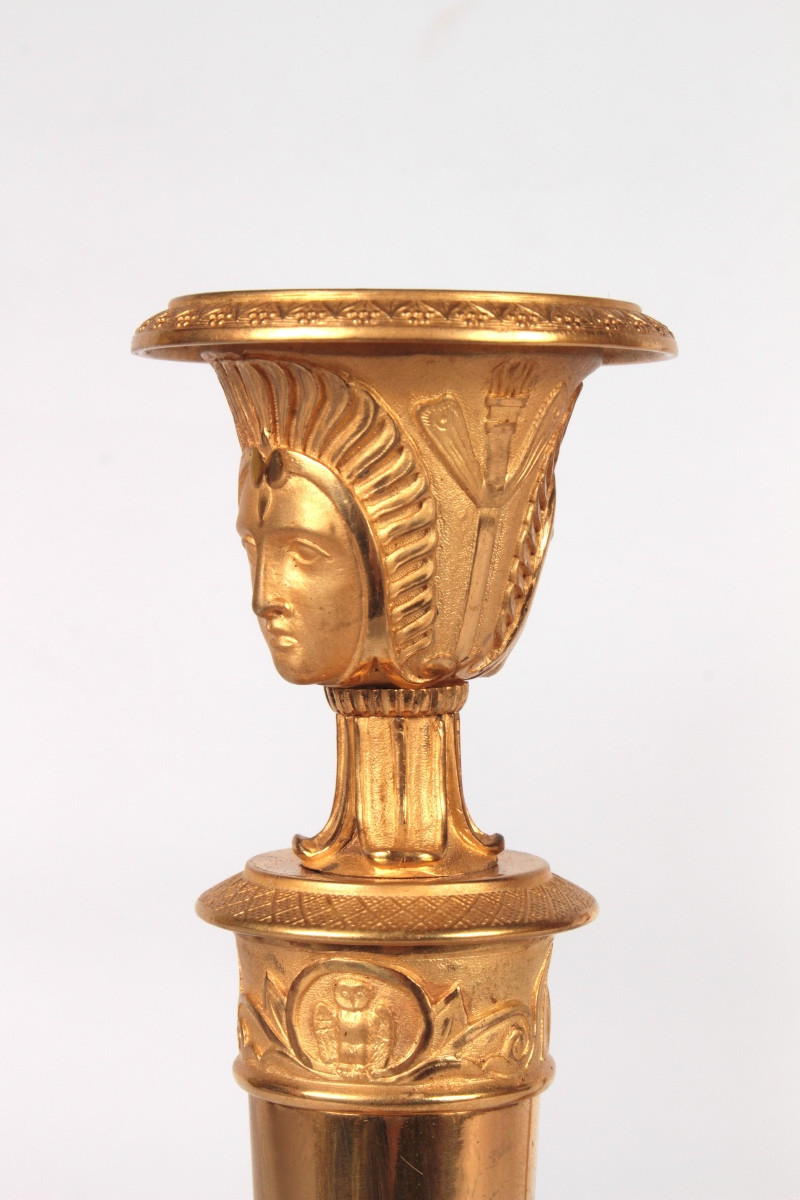 Paire de Flambeaux d'Epoque Consulat , Paris vers 1795-photo-3