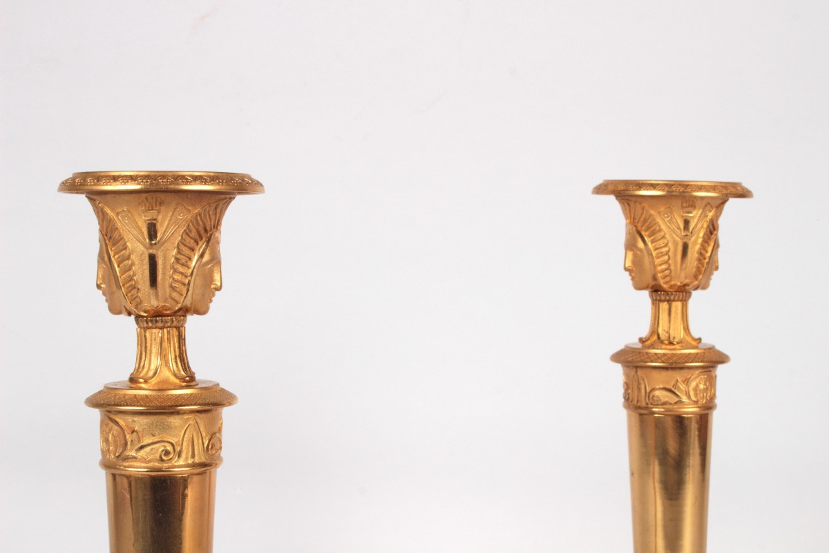 Paire de Flambeaux d'Epoque Consulat , Paris vers 1795-photo-1