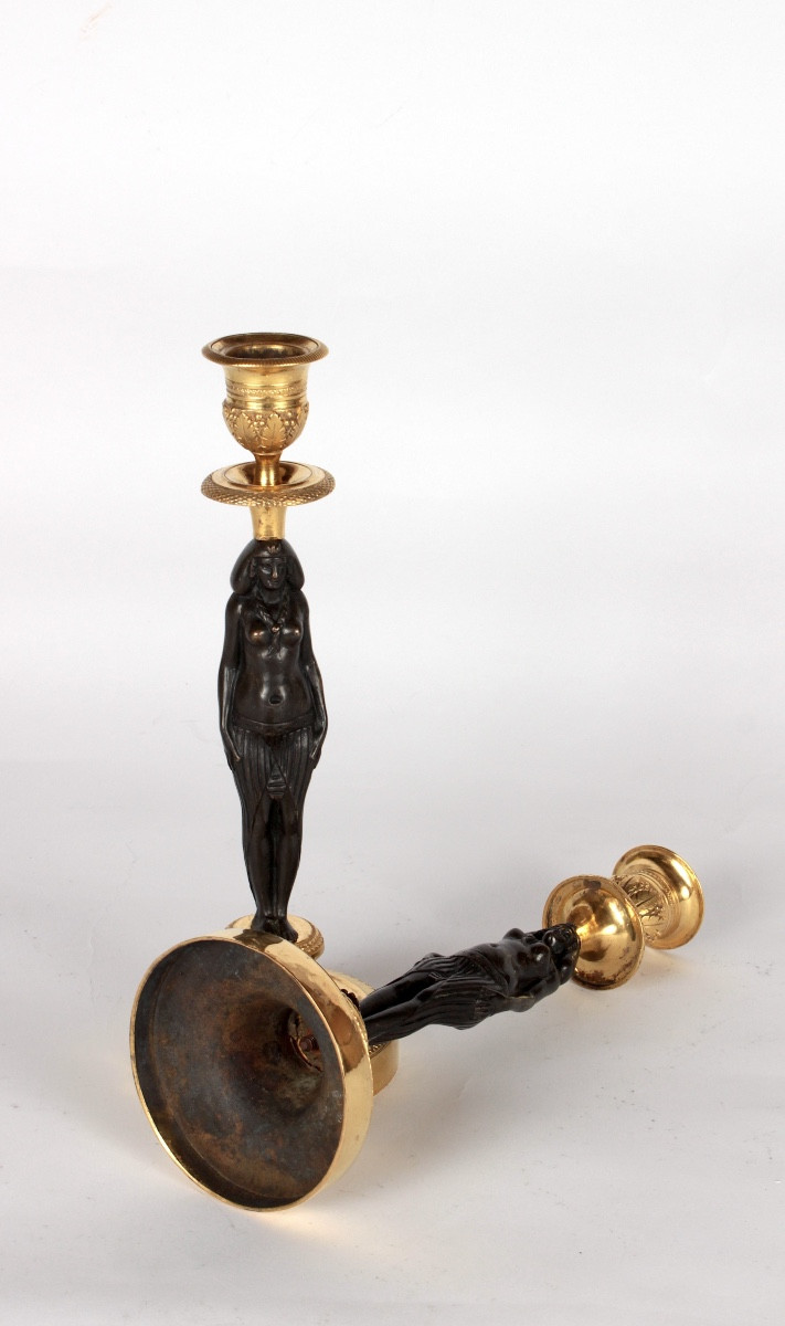 Paire de flambeaux d'epoque Consulat , vers 1795-photo-2
