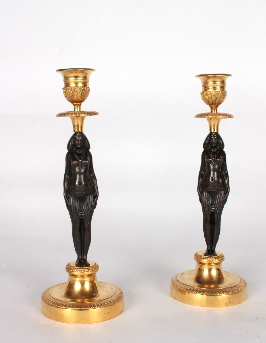 Paire de flambeaux d'epoque Consulat , vers 1795