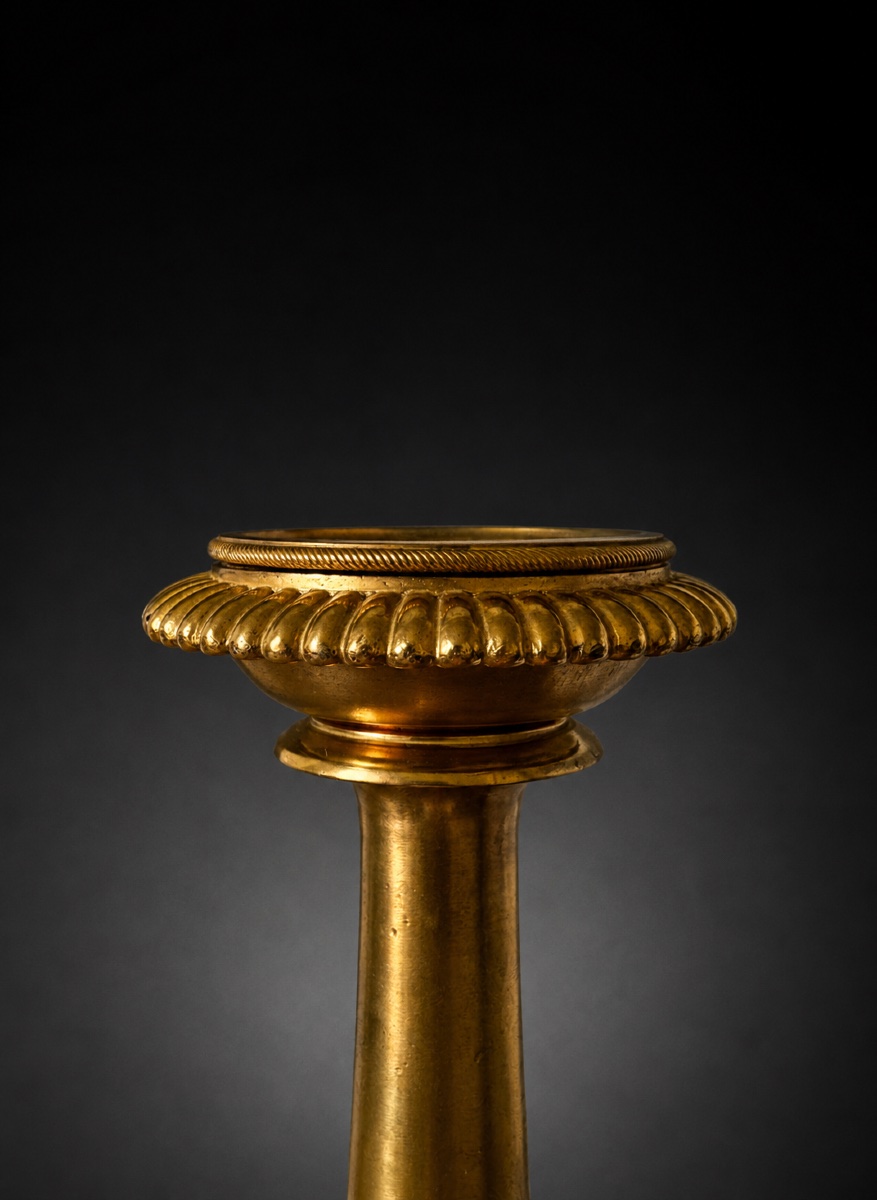 A Pair  Of Empire Gilt And Patinated Bronze Candlesticks-photo-3