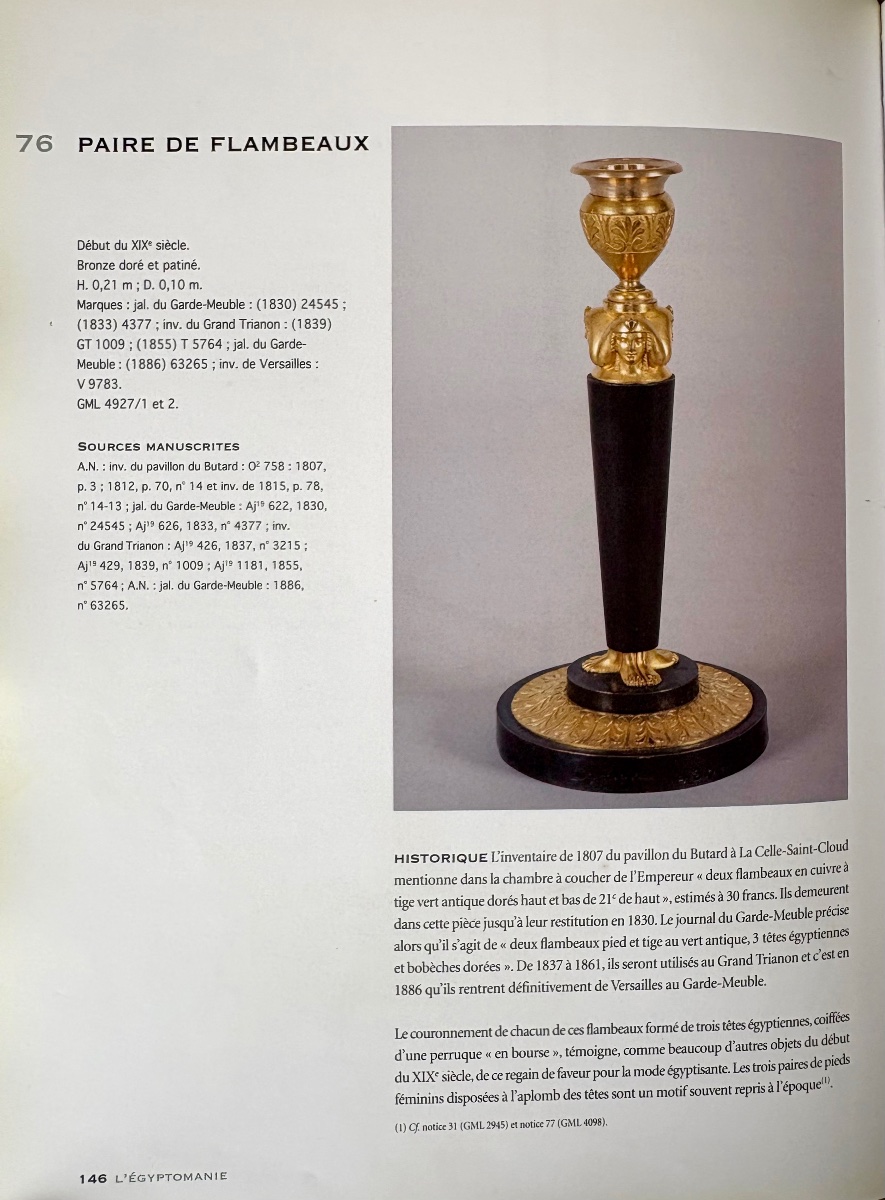 Pair Of Egyptian Candlesticks From The Empire Period, ‘retour D’egypte’. Circa 1805-photo-4