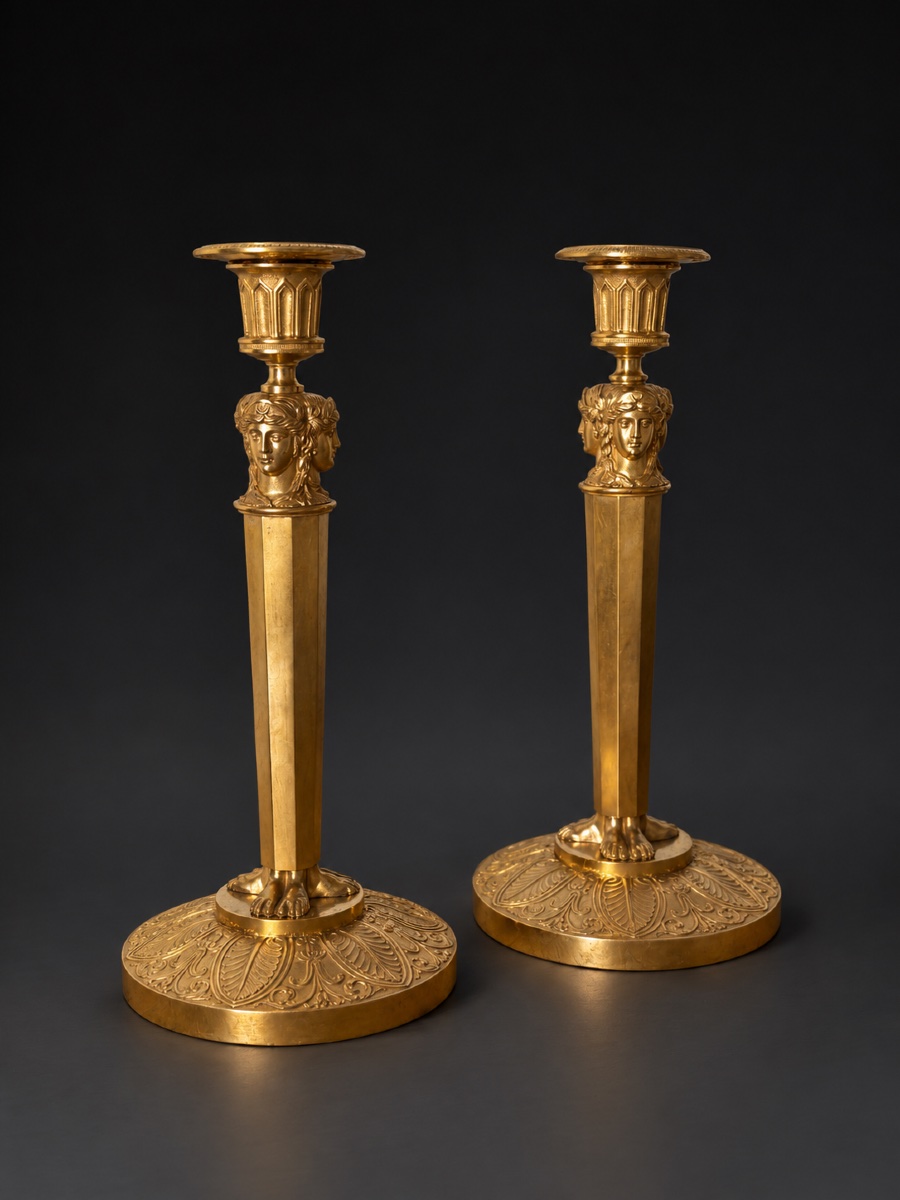A Fine Pair Of Empire-period Candelabra, Circa 1808. Model From The Palace Of Compiègne.-photo-1