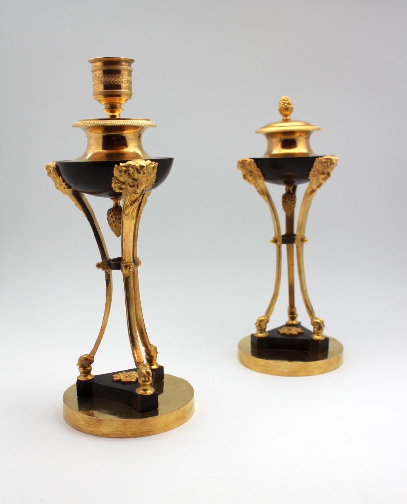 A Pair Of Directoire Gilt And Bronze Casollettes