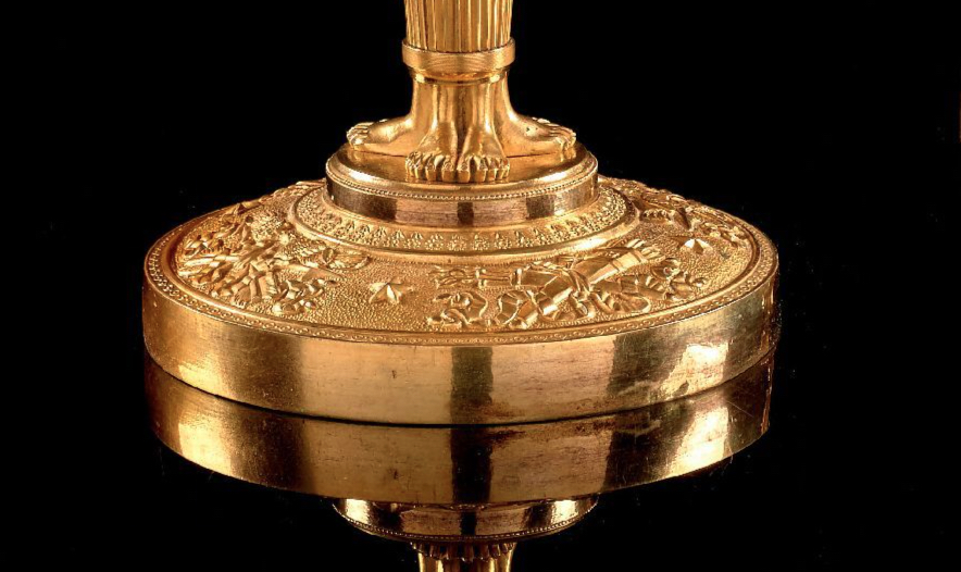 A Pair Of Empire Gilt Bronze Candlesticks-photo-4