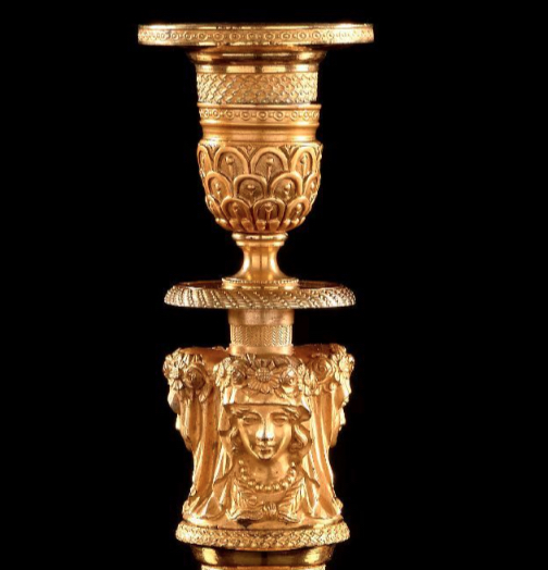 A Pair Of Empire Gilt Bronze Candlesticks-photo-2