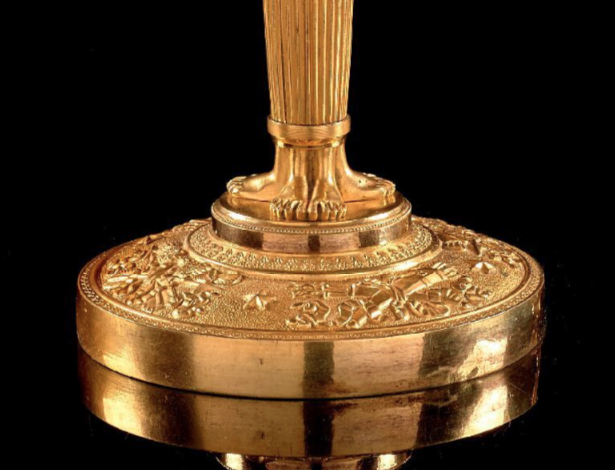 A Pair Of Empire Gilt Bronze Candlesticks-photo-3