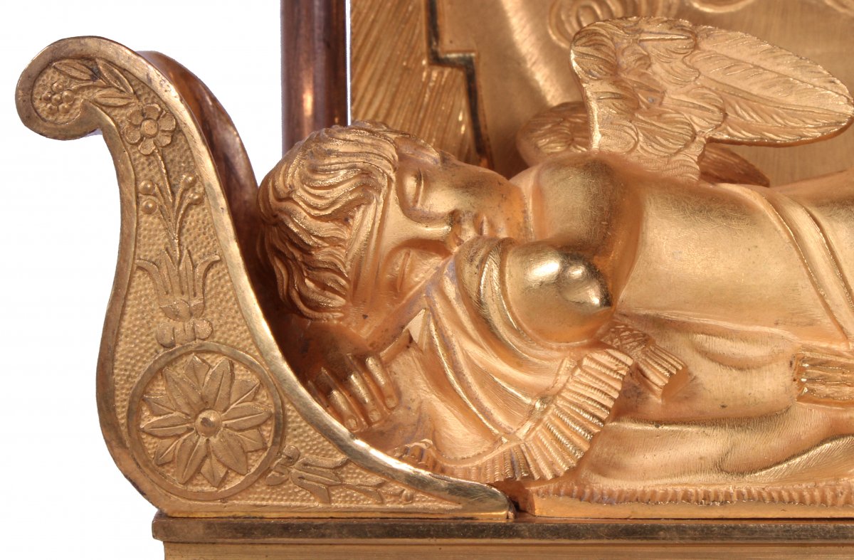 An Empire Gilt Bronze Mantel  Clock