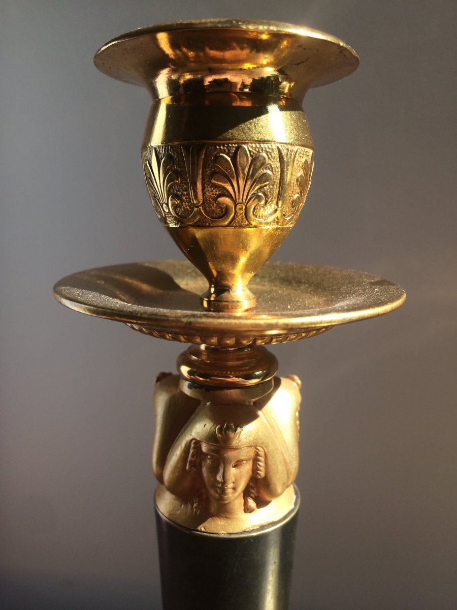 Pair Of Candlesticks In The Egyptian Empire Period-photo-2