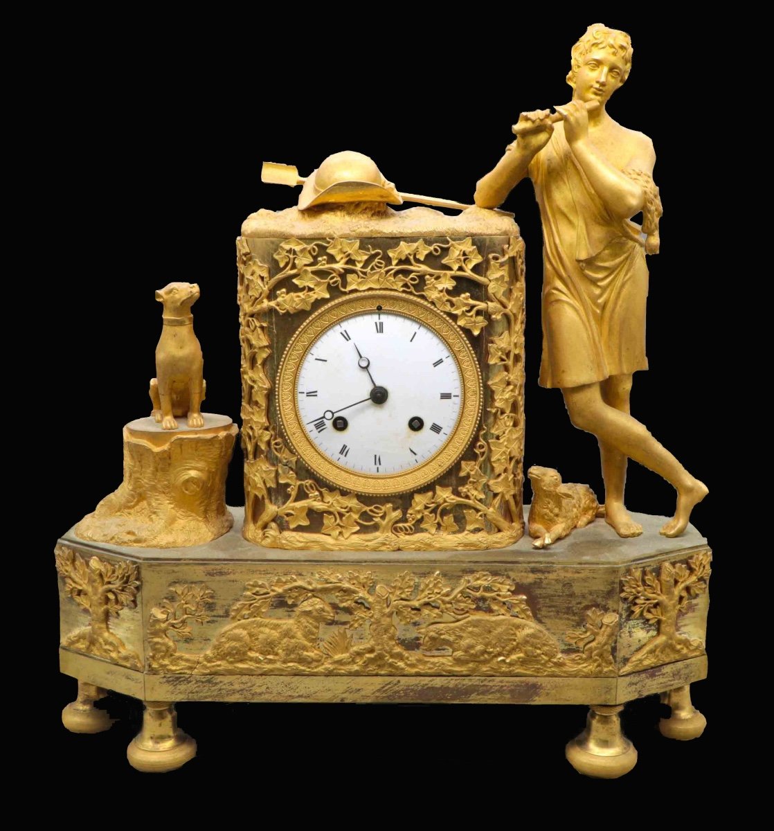 An Empire Gilt Bronze Mantel Clock 