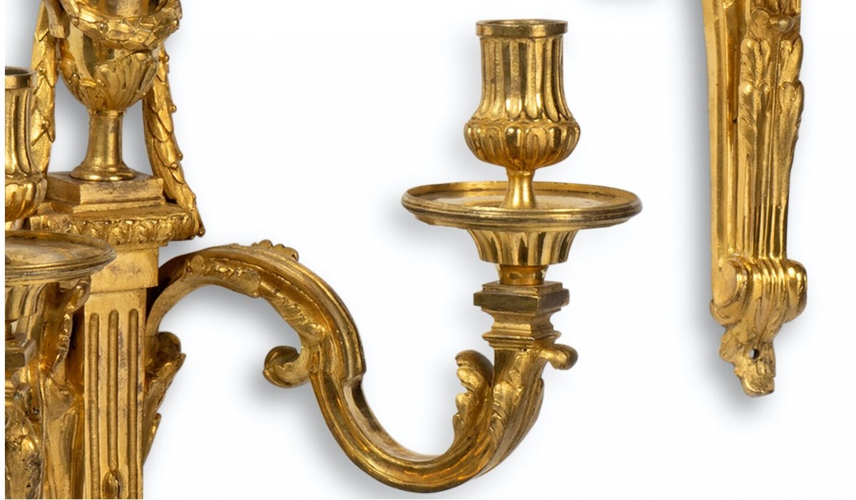 A Pair Of Gilt Bronze Louis XVI Twin Wall Lights-photo-4