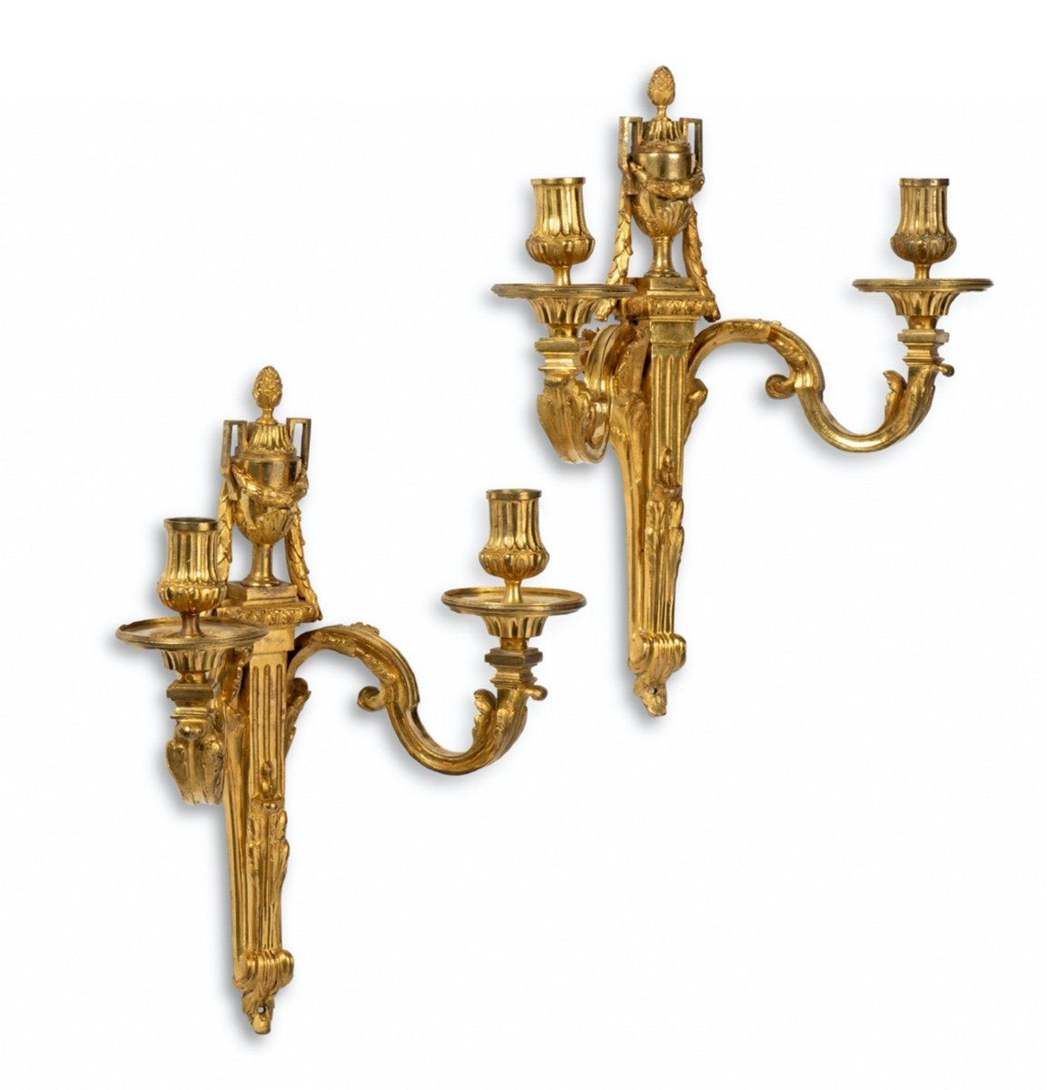 A Pair Of Gilt Bronze Louis XVI Twin Wall Lights-photo-3