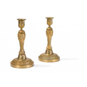 A Pair Of Louis XVI Ormolu Candlesticks