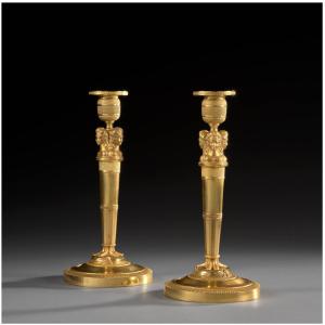Paire de bougeoirs d'Epoque 1er Empire