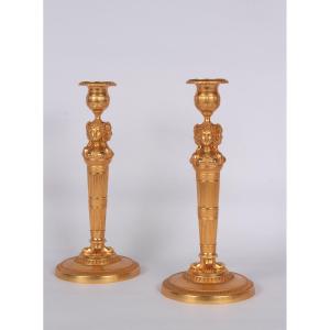 Paire de Bougeoirs, Paris Epoque Empire , vers 1815