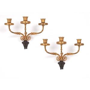 Paire d'appliques, Epoque Empire, Europe du Nord  vers 1815