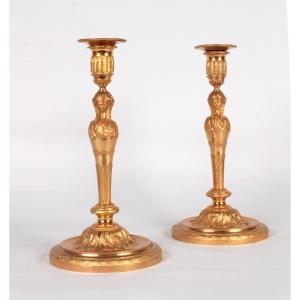 Paire de flambeaux d'Époque Louis XVI