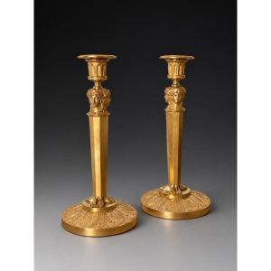 Paire de flambeaux d'époque Empire, vers 1808 Modèle du palais de Compiègne.