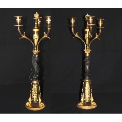 Pair Of Consulate Candelabras - Empire