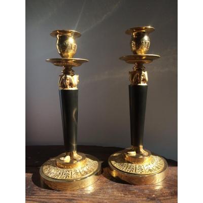 Pair Of Candlesticks In The Egyptian Empire Period