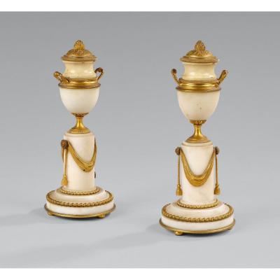 Pair Of Directoire  Cassolette- Candlesticks