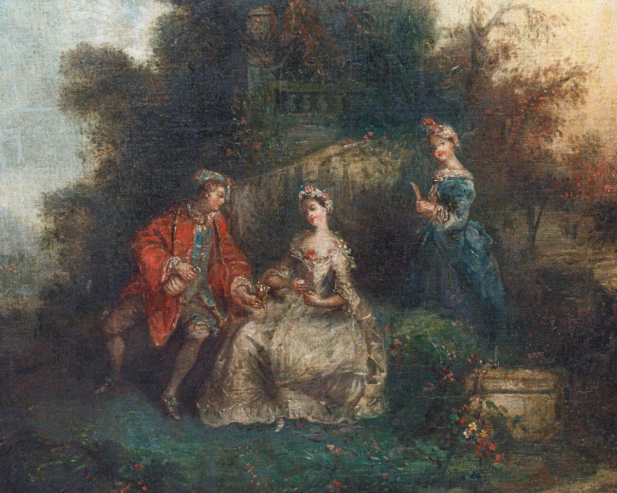 18th Century, French School, Garden With Figures-photo-2