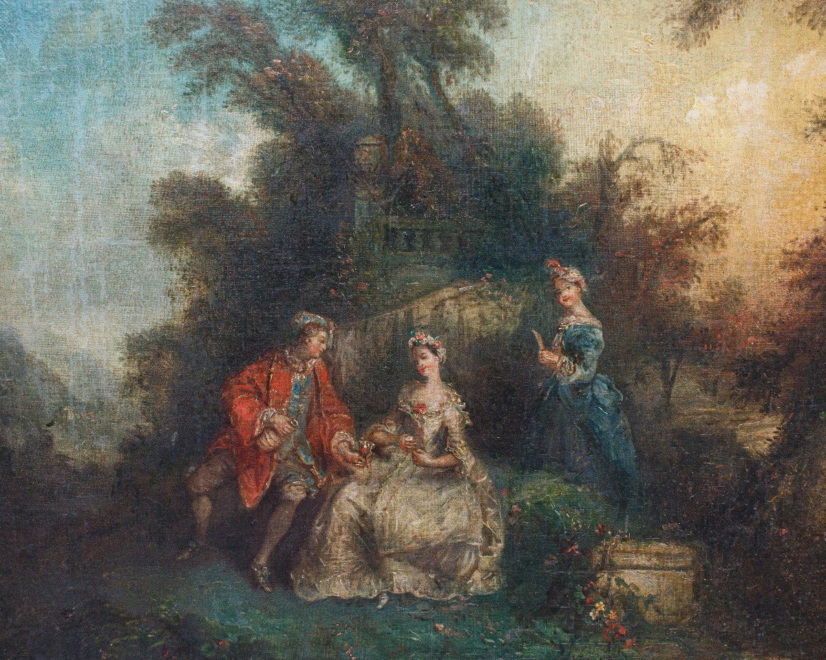 18th Century, French School, Garden With Figures-photo-3