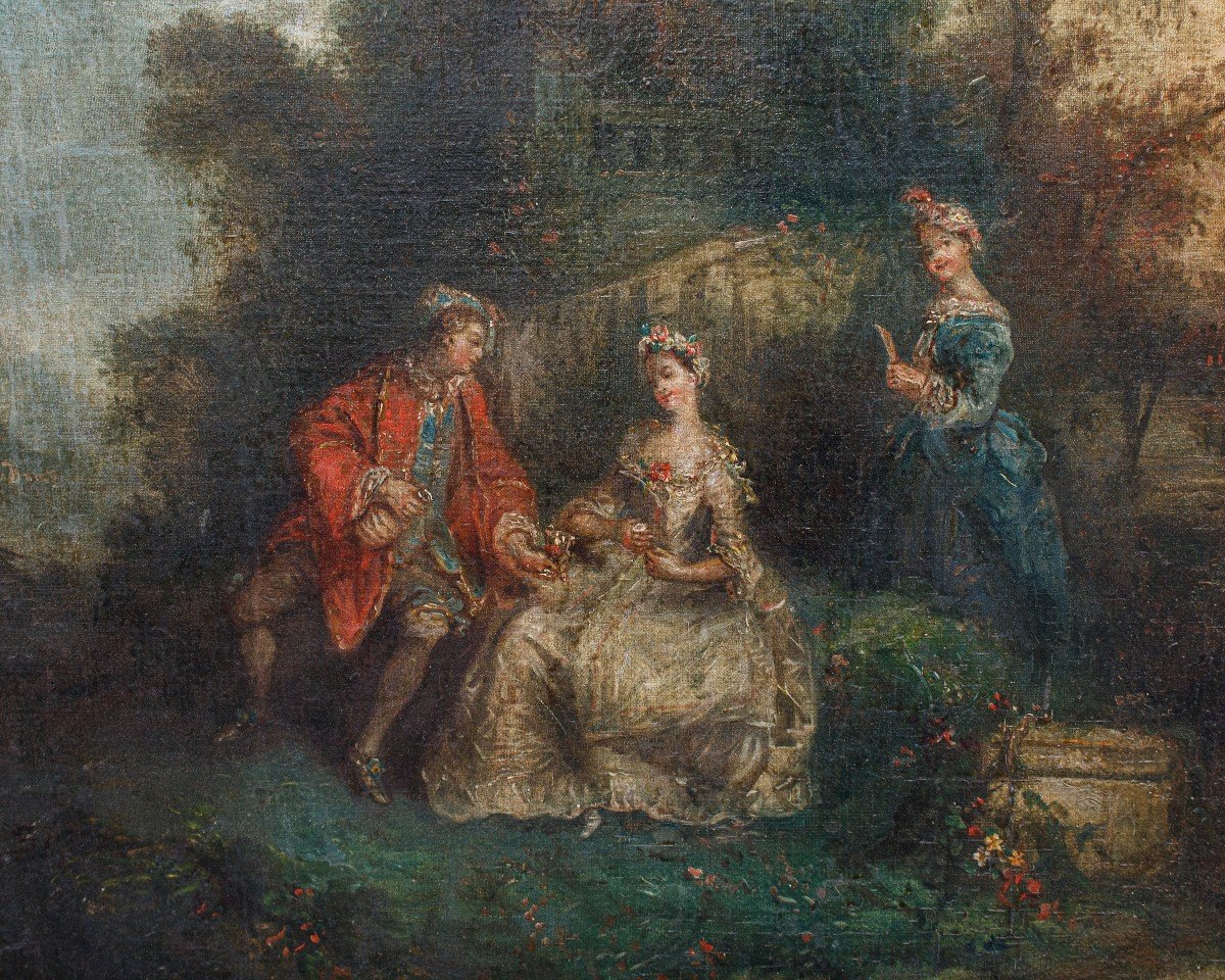 18th Century, French School, Garden With Figures-photo-5