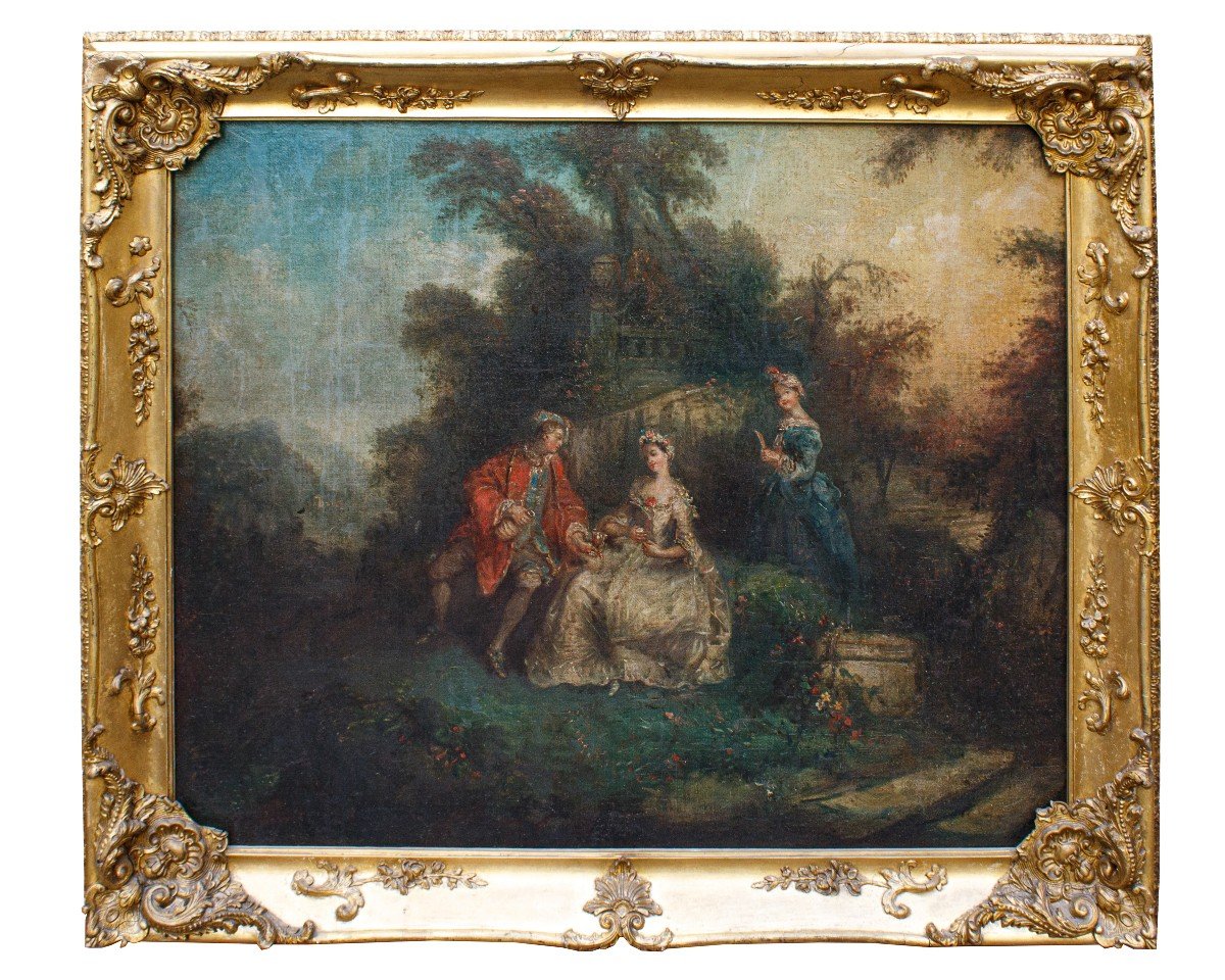 18th Century, French School, Garden With Figures