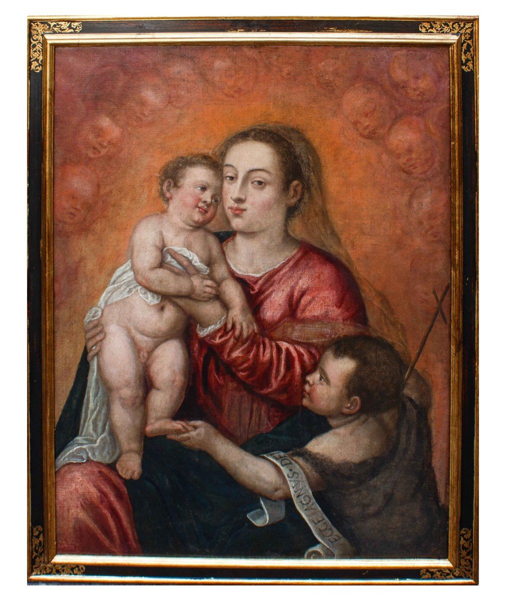 école De Titien, (1488/1490 -  1576)  Madonna Avec L’enfant Et Saint Jean