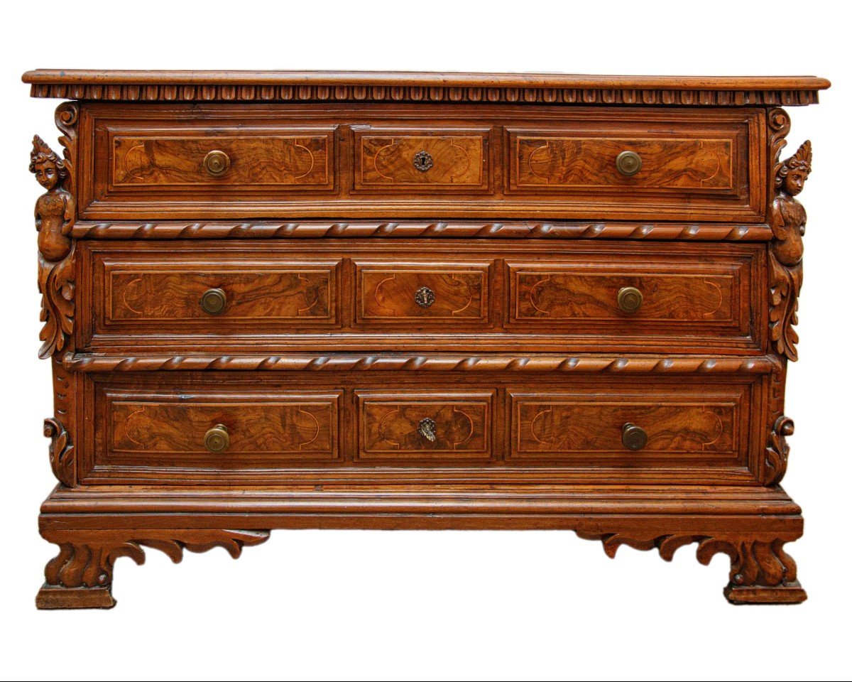 Manufacture Bergamasque, 17ème Siècle Commode à Trois Tiroirs