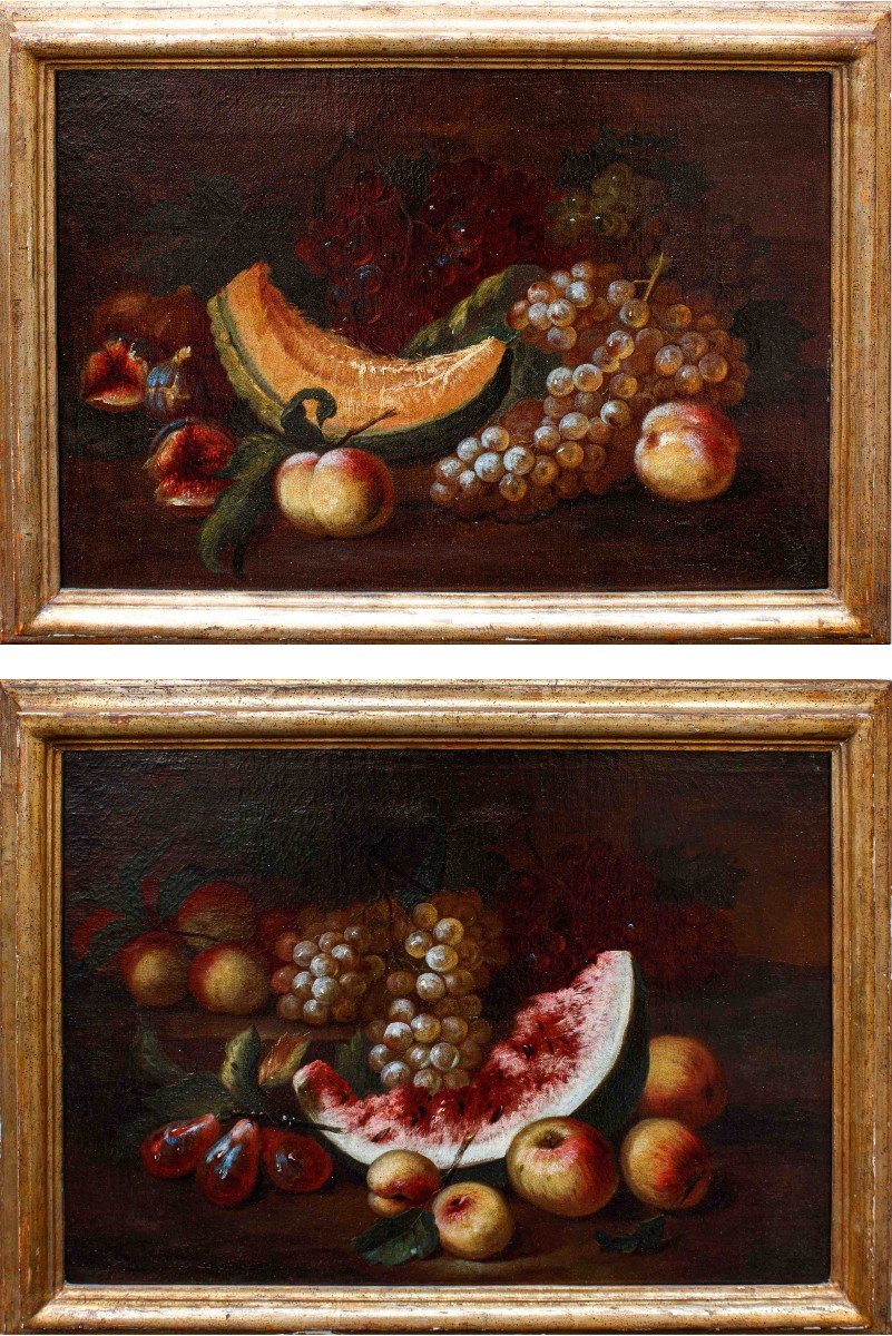 XVIIe siècle, École romaine, Natures mortes avec des fruits 