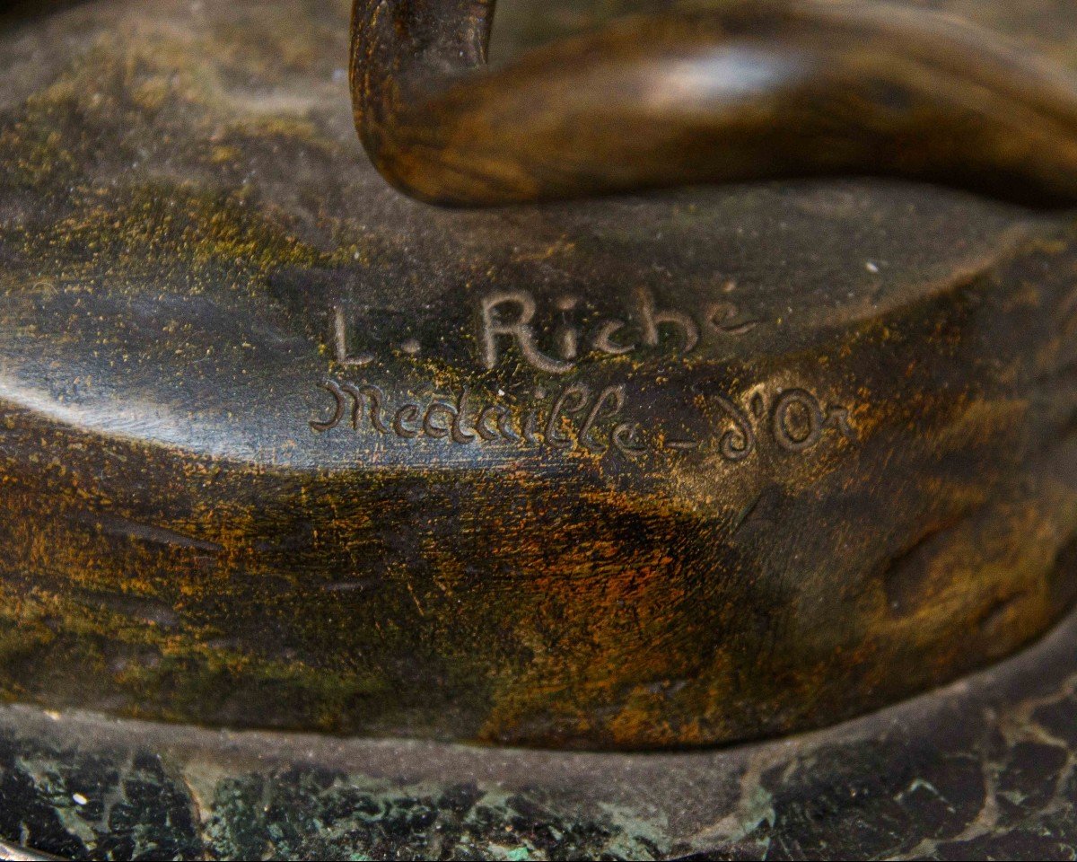 Louis Riché (1877 - 1949), Tigers  Cast And Patinated -photo-1