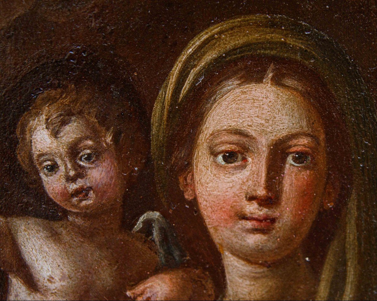 17ème Siècle, école Romaine-napolitaine, Madonna Avec Enfant-photo-2
