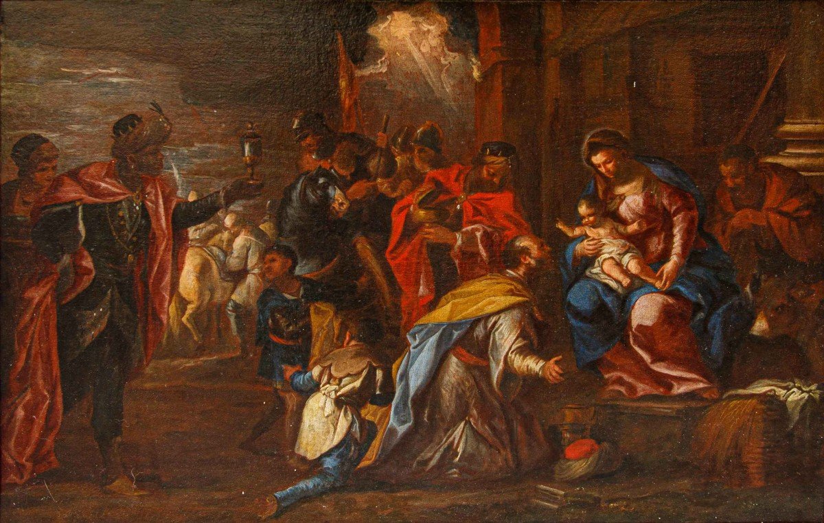 17ème Siècle, école Romaine, Adoration Des Mages-photo-6