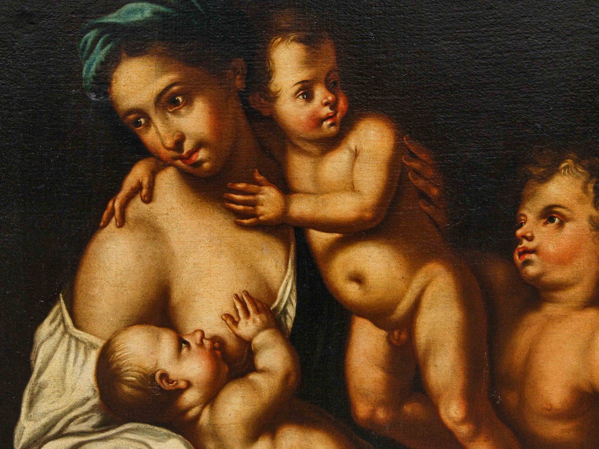 Allégorie De La Charité, Par Nicola Vaccaro (naples, 1640 - 1709)-photo-6