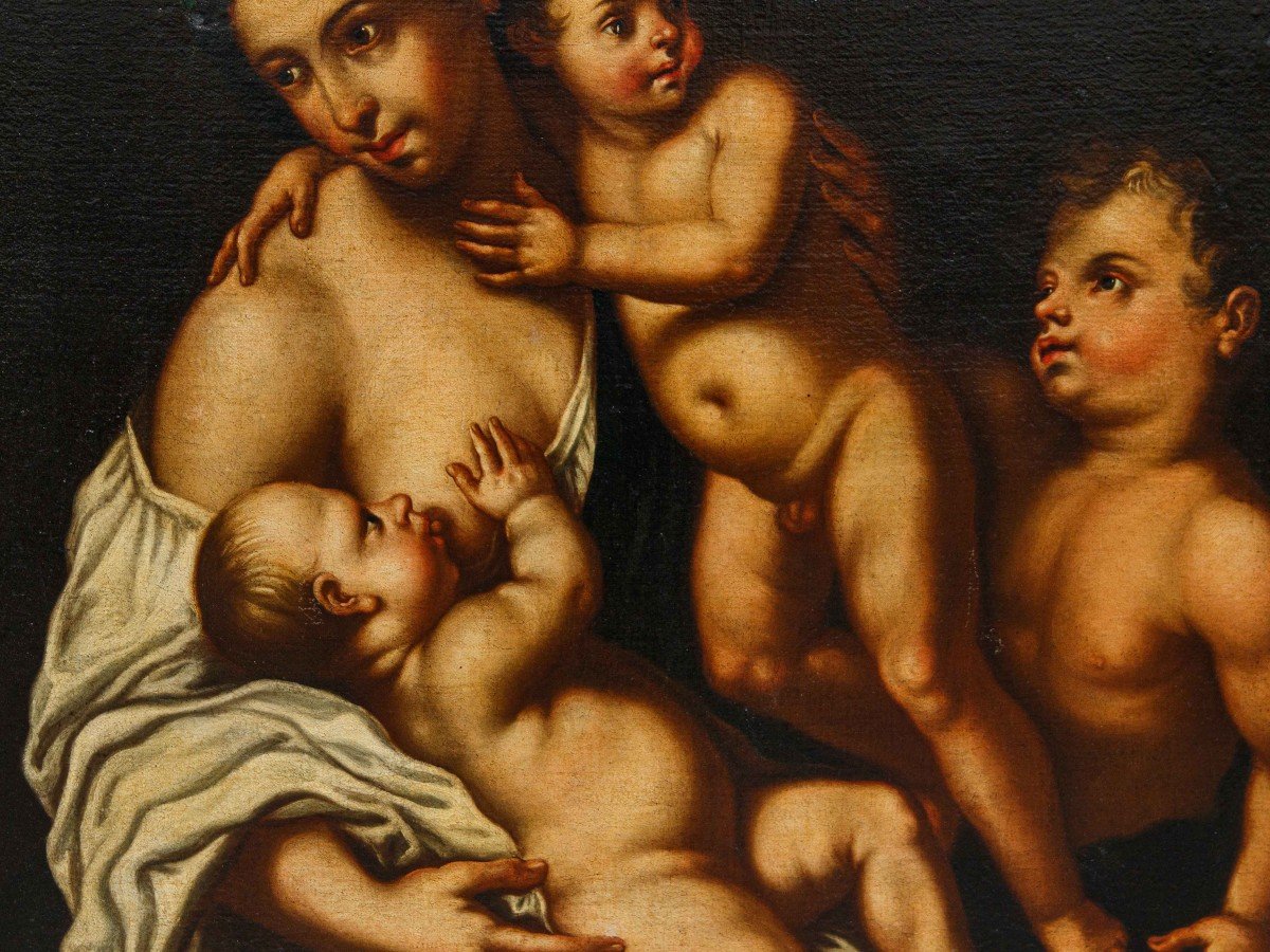 Allégorie De La Charité, Par Nicola Vaccaro (naples, 1640 - 1709)-photo-7