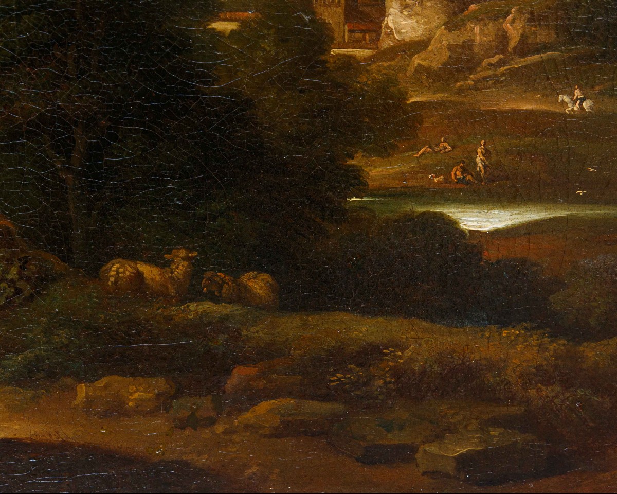 Carlo Antonio Tavella (milan, 1668 - Genoa, 1738)  Arcadian Landscape With Shepherds And Flocks-photo-1