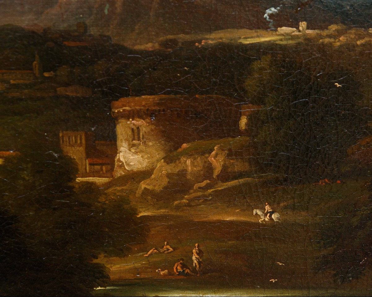 Carlo Antonio Tavella (milan, 1668 - Genoa, 1738)  Arcadian Landscape With Shepherds And Flocks-photo-3