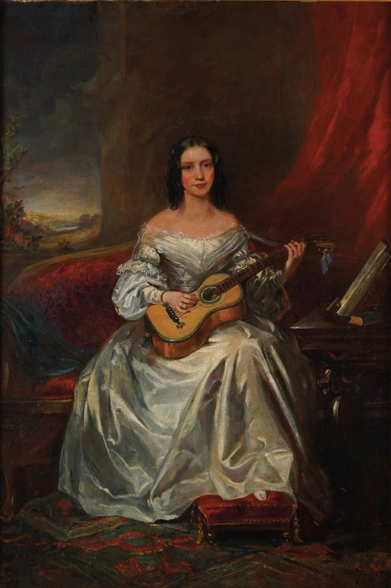 Thomas Alfred Woolnoth (royaume-uni, 1785-1857),  Fille Jouant De La Guitare
