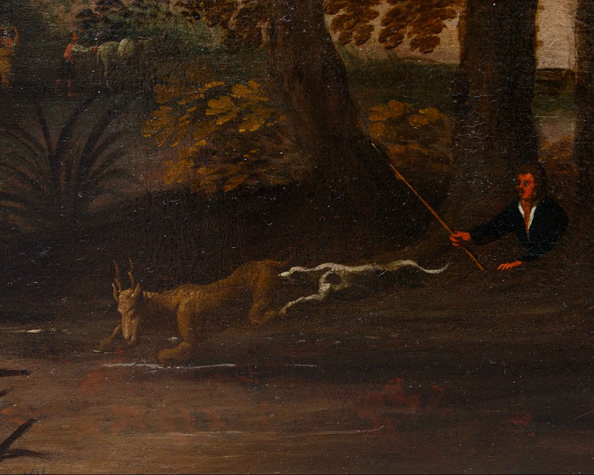 Follower Of Jacques Van Der Wijen (amsterdam 1586 - 1638), Hunting For Deer-photo-2