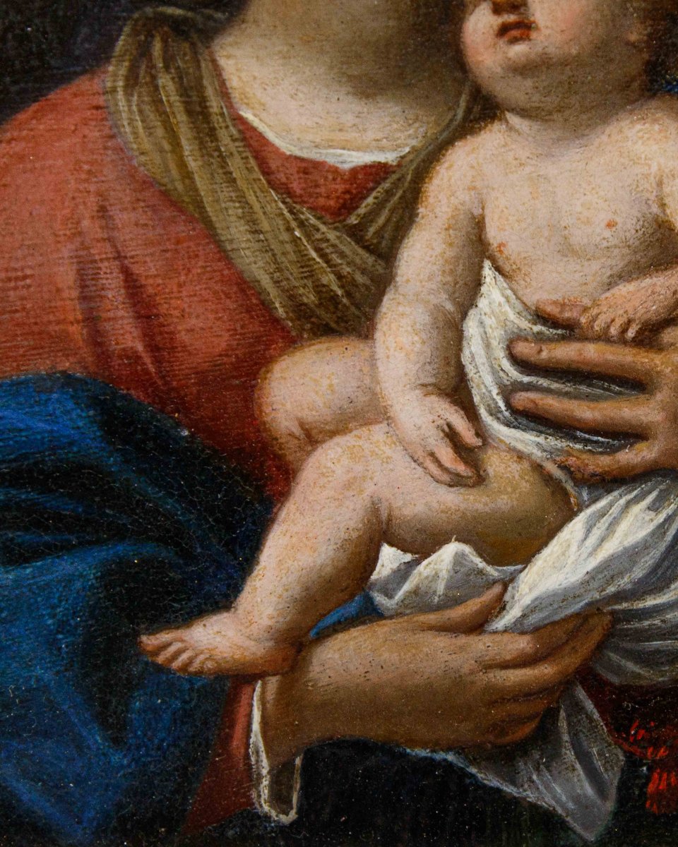 Roman School, 17th Century, Madonna And Child-photo-2