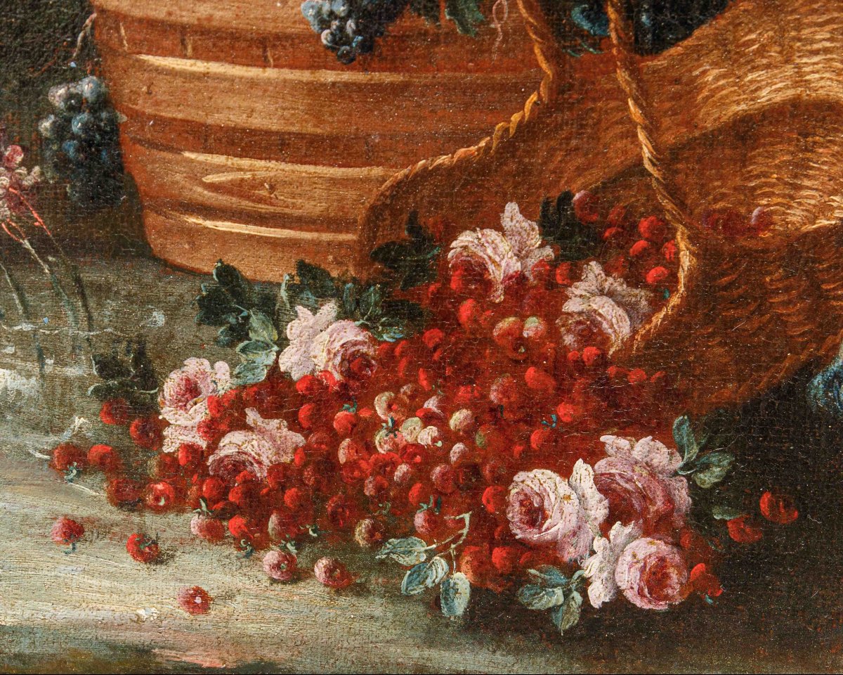 Gaspare Lopez (naples, 1650 Ca. - Florence, 1732), Still Life With Flowers And Plate -photo-4