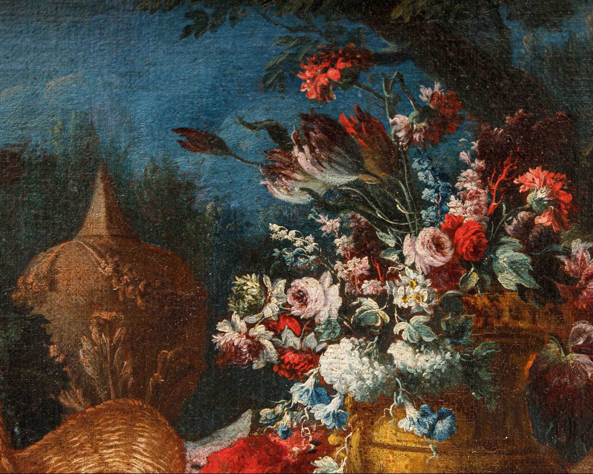 Gaspare Lopez (naples, 1650 Ca. - Florence, 1732), Still Life With Flowers And Plate -photo-4