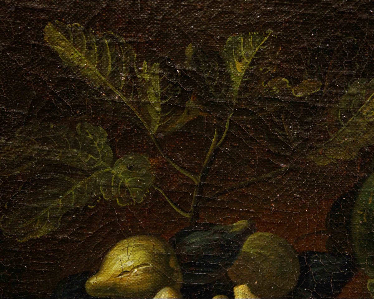 Roman School, XVII, Still Life With Pumpkin, Pears And Figs-photo-4