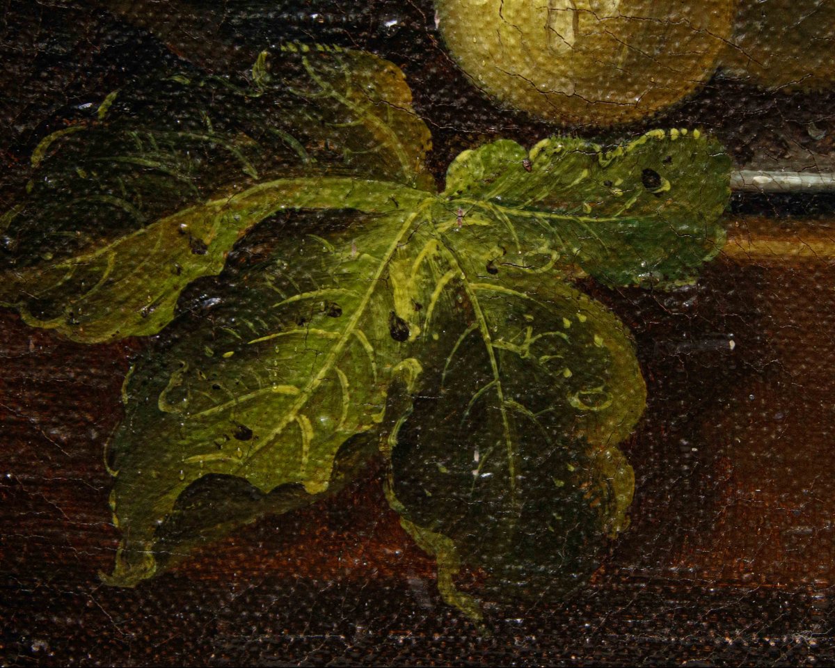Roman School, XVII, Still Life With Pumpkin, Pears And Figs-photo-4